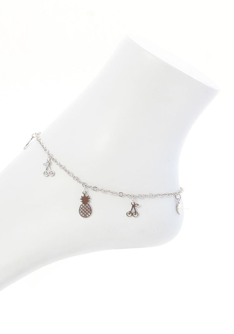 PINEAPPLE AND CHERRY DANGLE METAL ANKLET