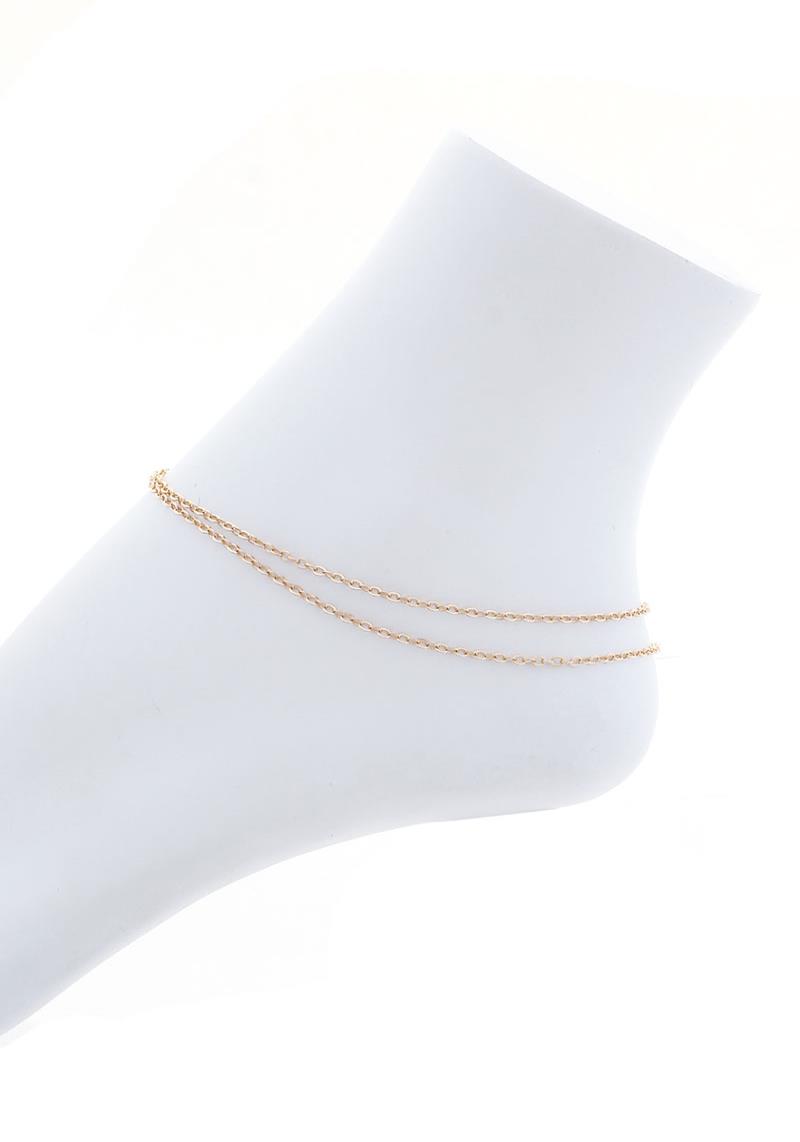 SIMPLE 2 LINE LAYERED CHAIN METAL ANKLET