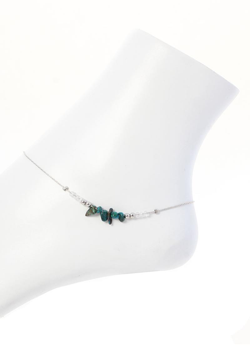 TURQUOISE STONE SIMPLE METAL ANKLET