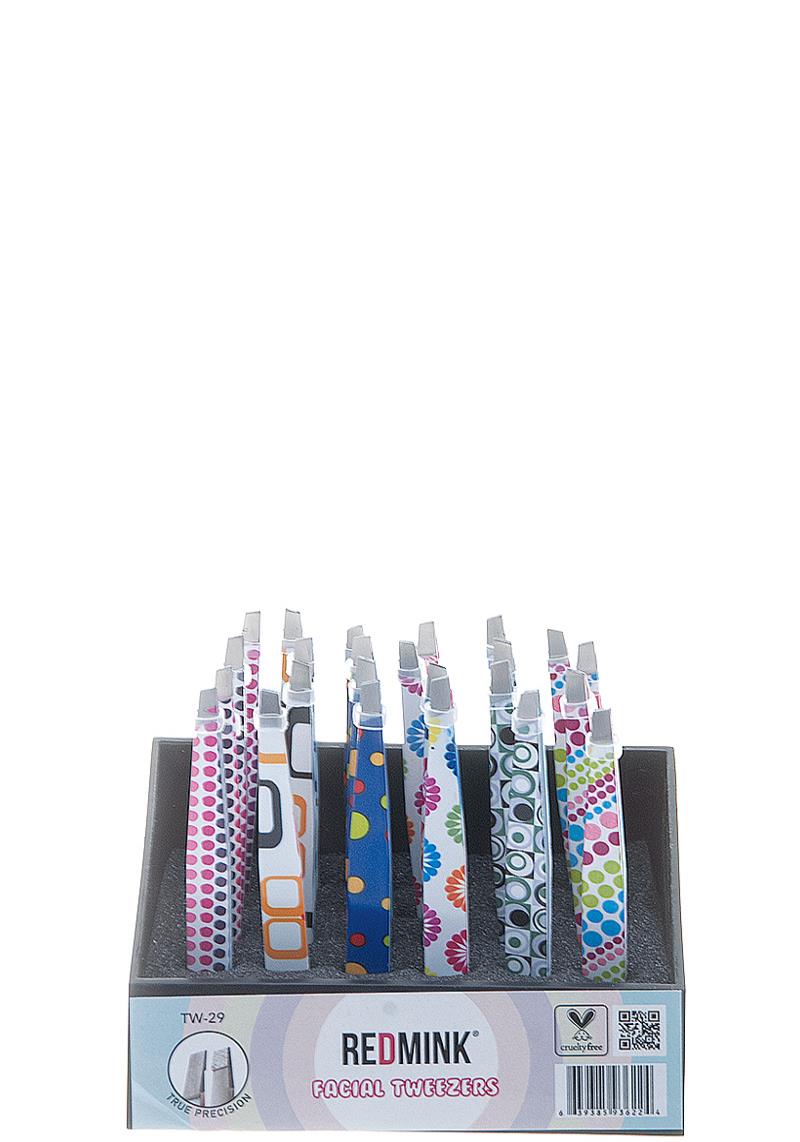 MULTI ROUNDED SHAPE PRINT FACIAL TWEEZERS (24 UNITS)