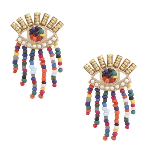 EYE BEADED DANGLE EARRING