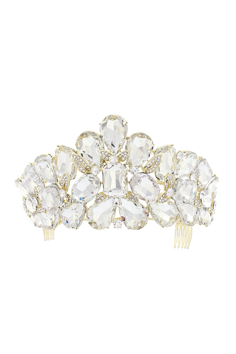 TEARDROP OVAL RHINESTONE COMB TIARA