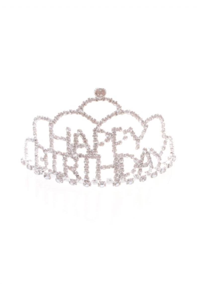 RHINESTONE HAPPY BIRTHDAY MINI CROWN TIARA