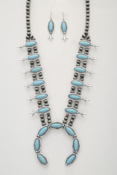 RODEO WESTERN HORSE SHOE PENDANT BEADED NECKLACE