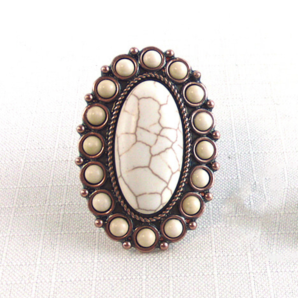 WESTERN STYLE METAL MARBING STONE RING