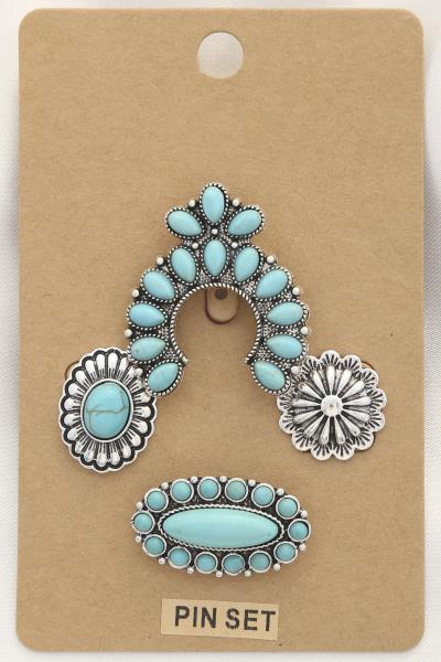 WESTERN HORSE SHOE CONCHO ASSORTED PIN SET