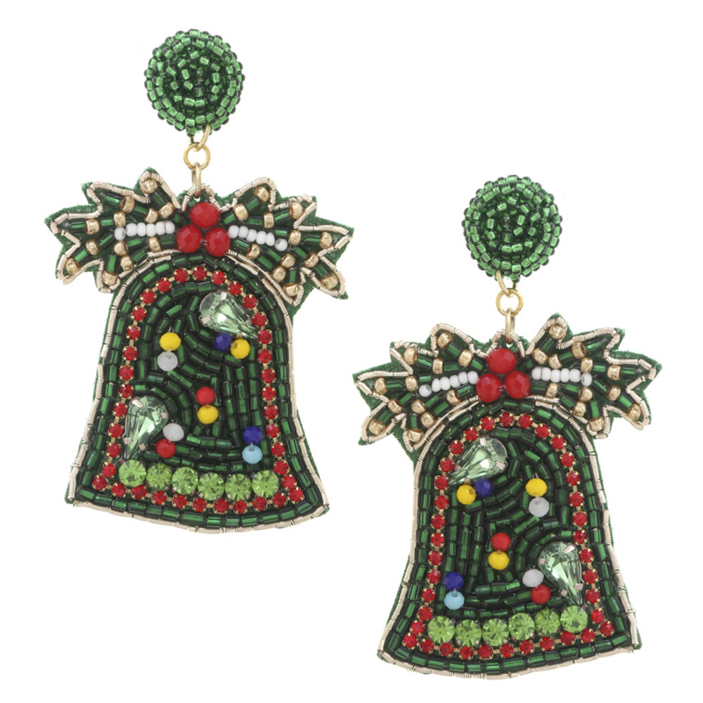 CHRISTMAS BELLS BEADED EARRING