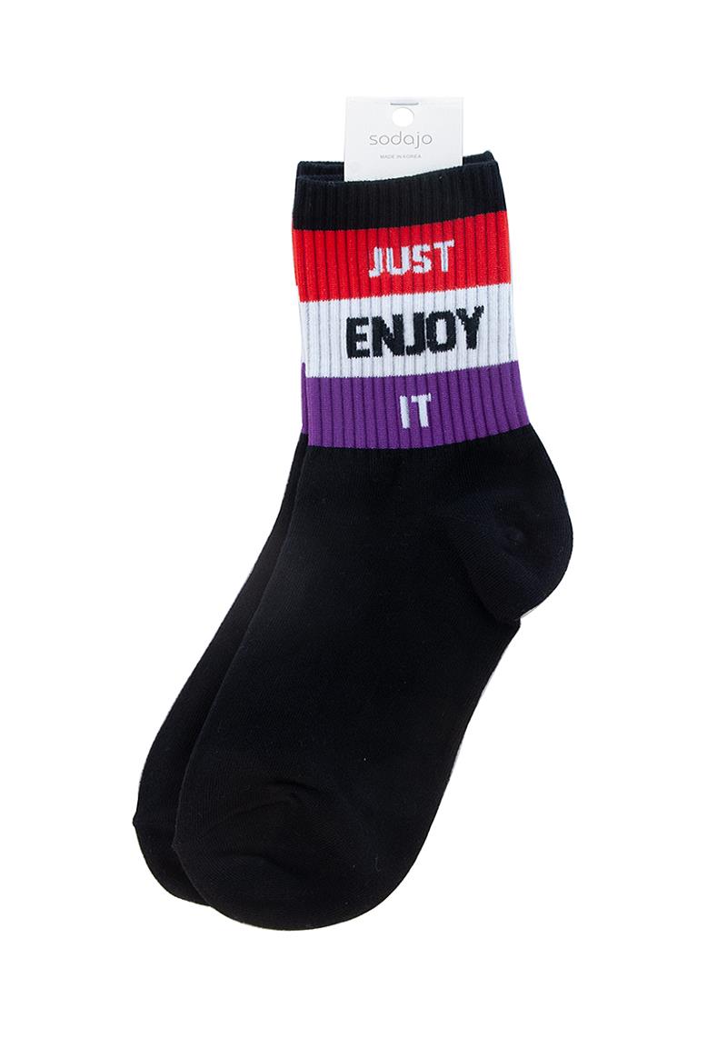 SODAJO WORD PRINTED STRIPE SOCKS