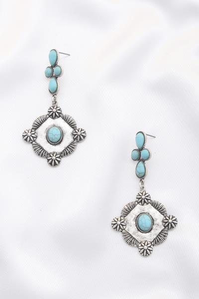 WESTERN RHOMBUS SHAPE DANGLE EARRING