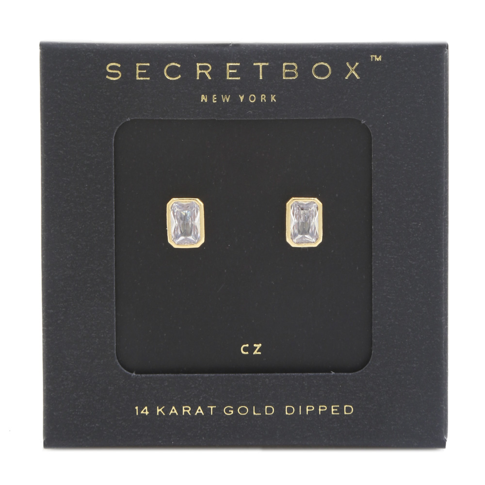SECRET BOX 14 KARAT GOLD DIPPED CZ EARRING