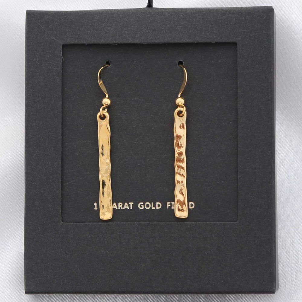 HAMMERED METAL 14K GOLD DIPPED DANGLE EARRING