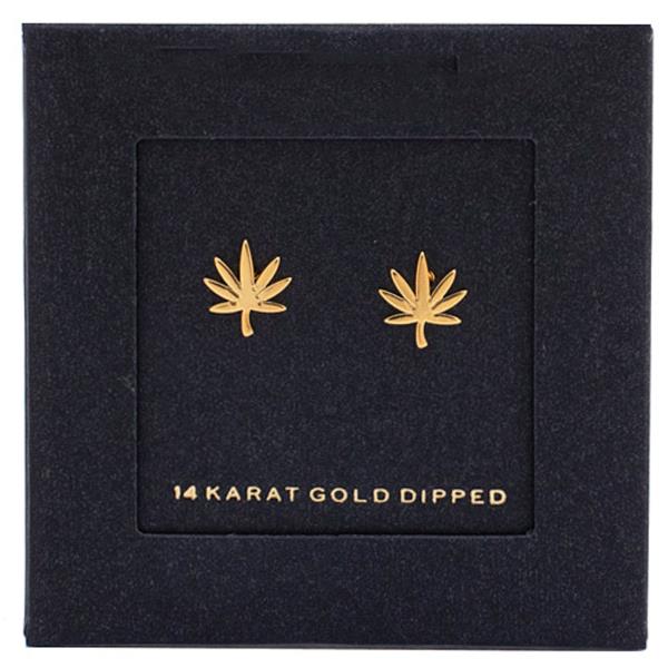 14K GOLD DIPPED CANNABIS STUD EARRING