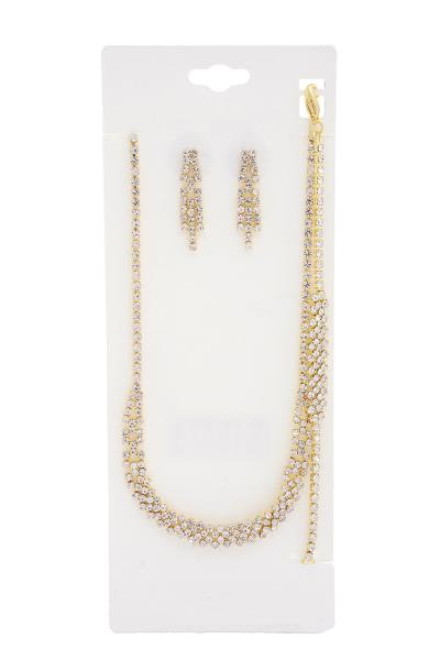 RHINESTONE BRACELET NECKLACE SET