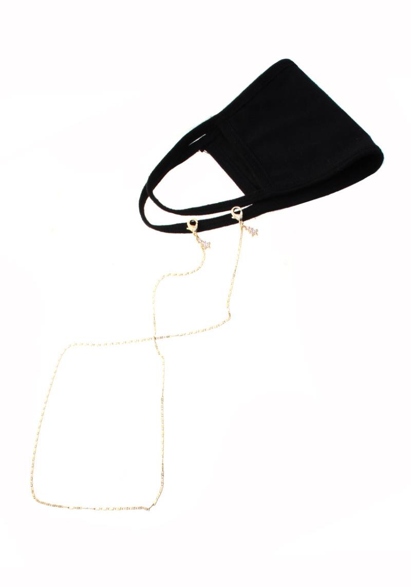 STAR STONE METAL FACE MASK CHAIN, MASK STRAP, MASK HOLDER, MASK LANYARD, MASK RETAINER