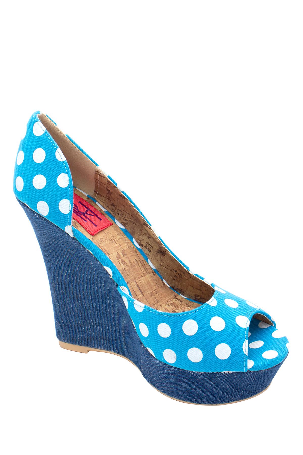 FASHION POLKA DOT DESIGN SLIP ON WEDGE HEEL 18 PAIRS