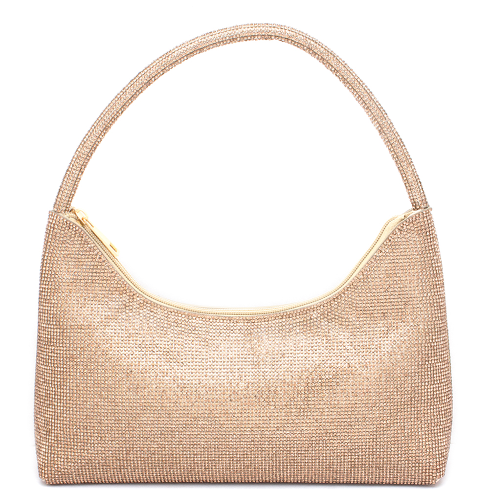 RHINESTONE CURVE HANDLE BAG