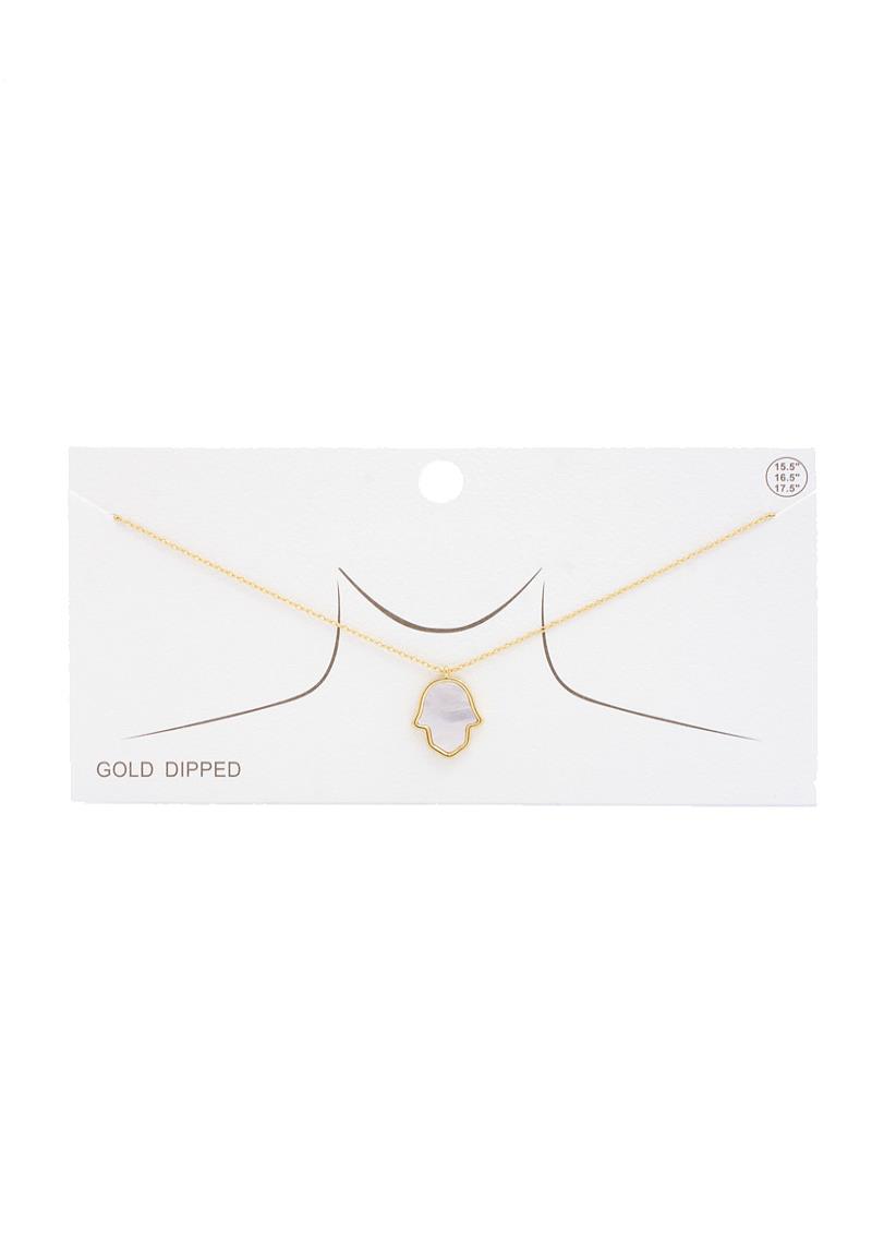 HAMSA HAND FRESH WATER PEARL GOLD DIPPED NECKLACE