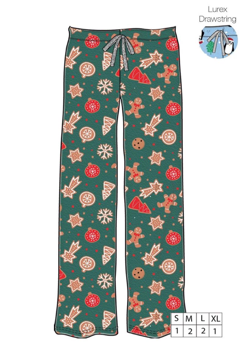 COOKIE CHRISTMAS FLANNEL PLUSH PANTS WITH NON-FUNCTIONAL LUREX DRAWSTRING