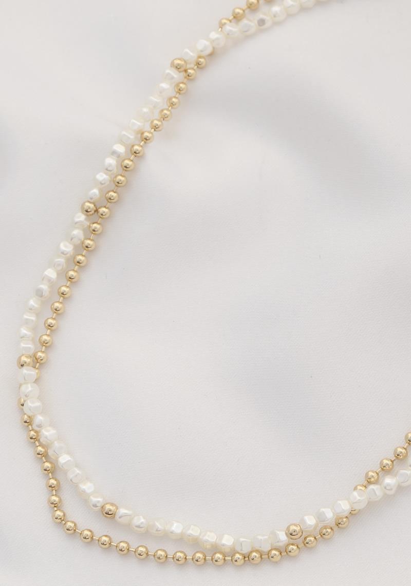 PEARL BEAD LAYERED NECKLACE