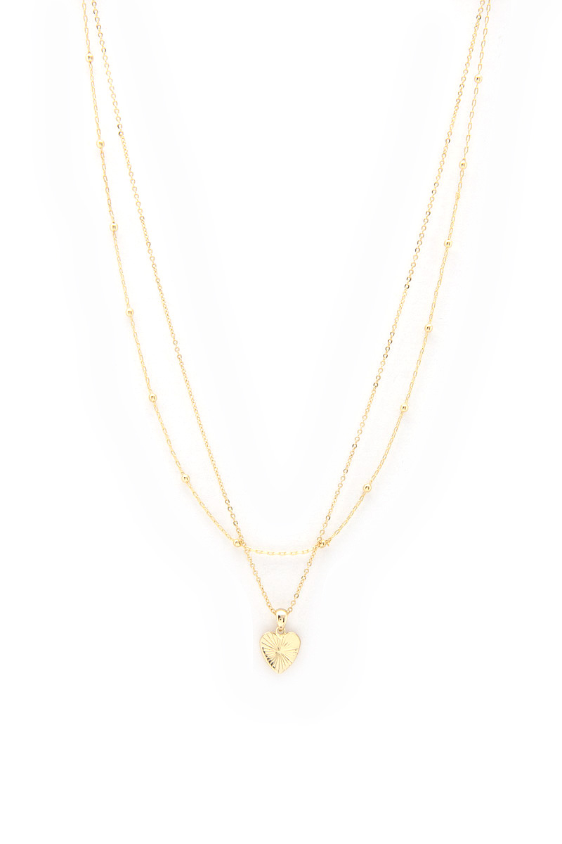 DAINTY HEART BALL LAYERED NECKLACE
