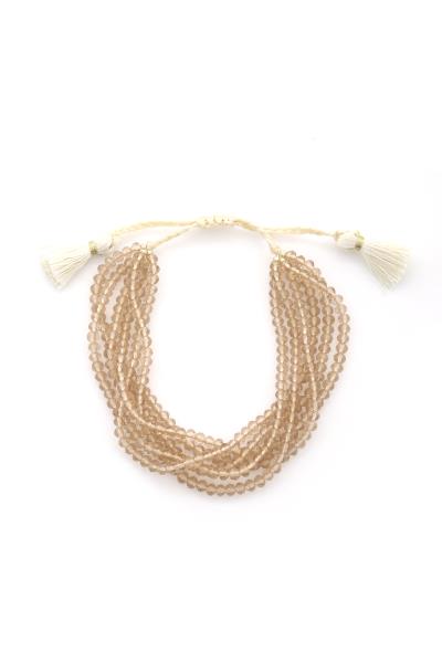 BEADED LAYERED TASSEL SLIDE BRACELET