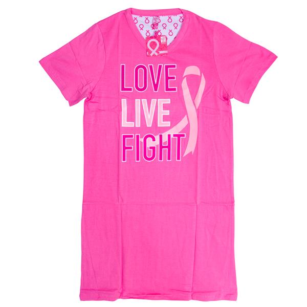SLEEP NATIONAL BREAST CANCER AWARENESS DESIGN TEXT PRINT NIGHTSHIRT
