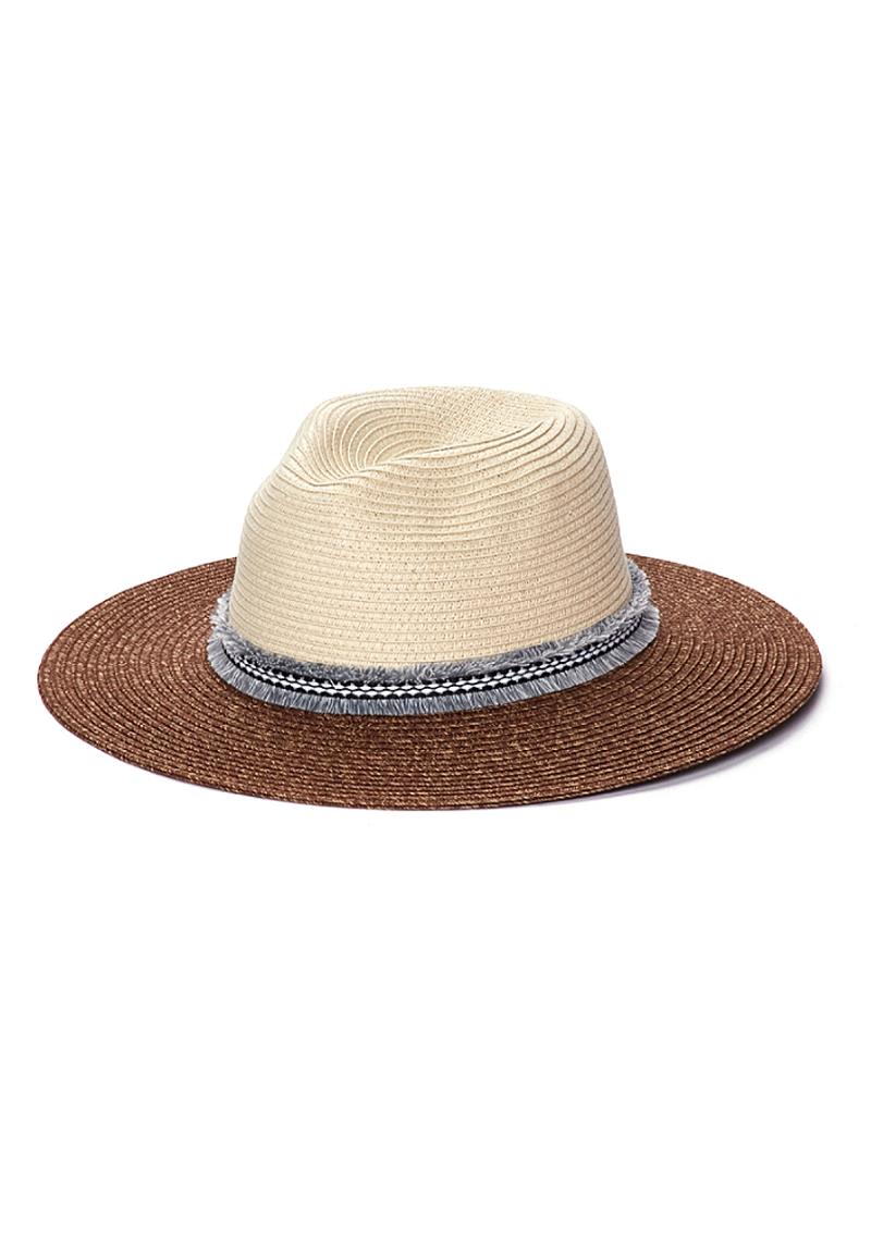TWO TONE COLOR PANAMA FEDORA HAT