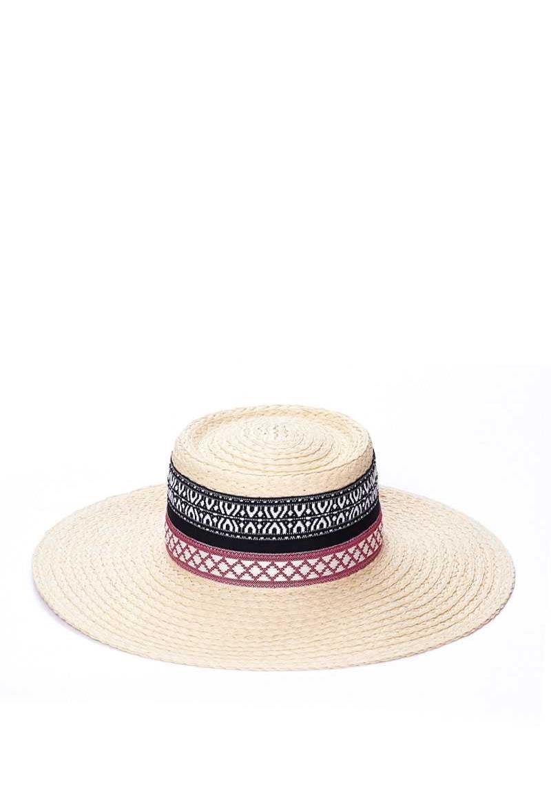 NATURAL WOVEN BOATER HAT