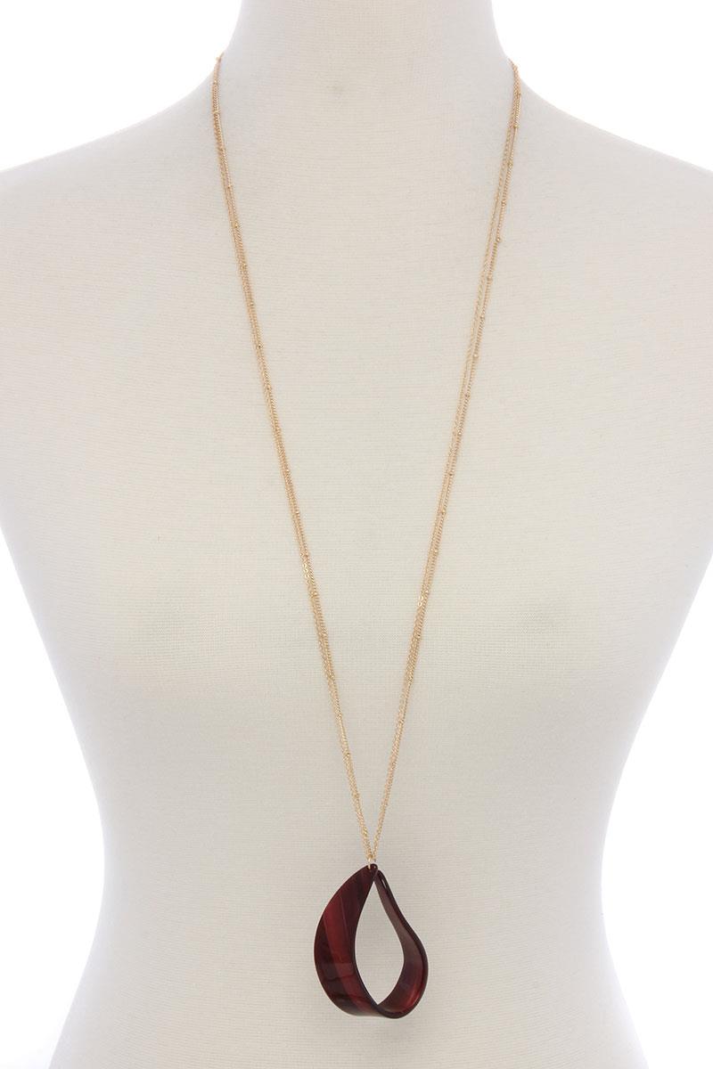 ACETATE CURVE PENDANT DOUBLE CHAIN NECKLACE