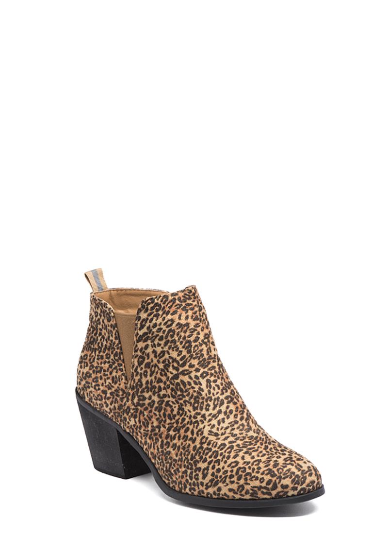CHIC STYLISH LEATHER AND ANIMAL PRINT WITH HEEL BOOTIE 12 PAIRS