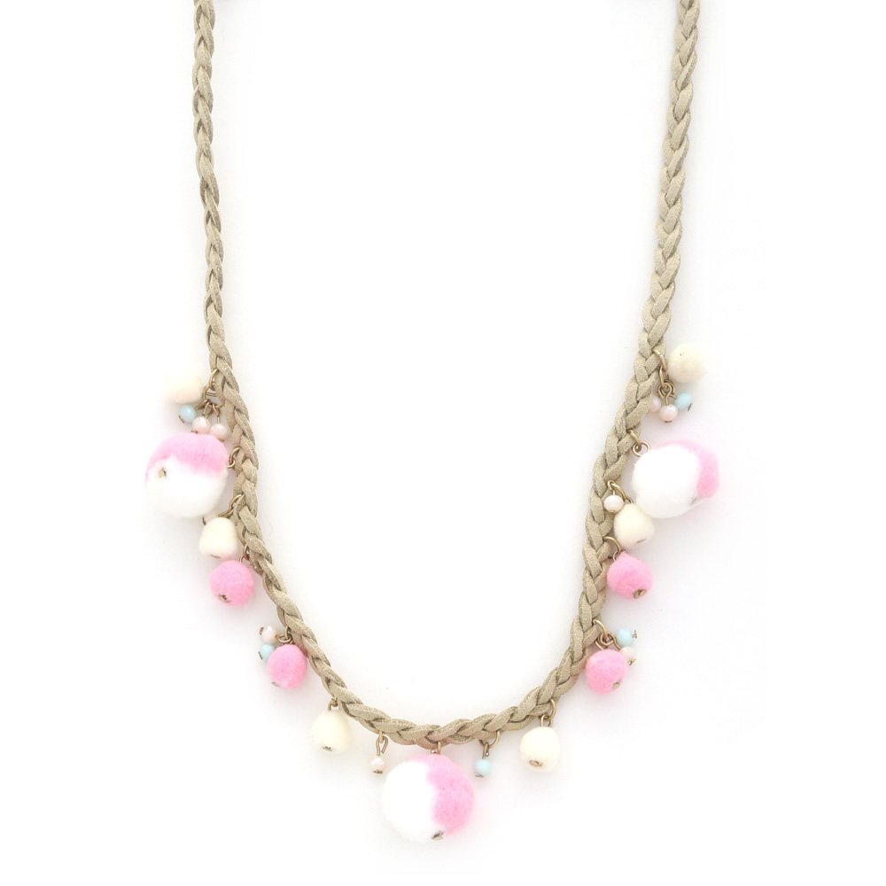 POM POM BRAIDED PULL THROUGH NECKLACE
