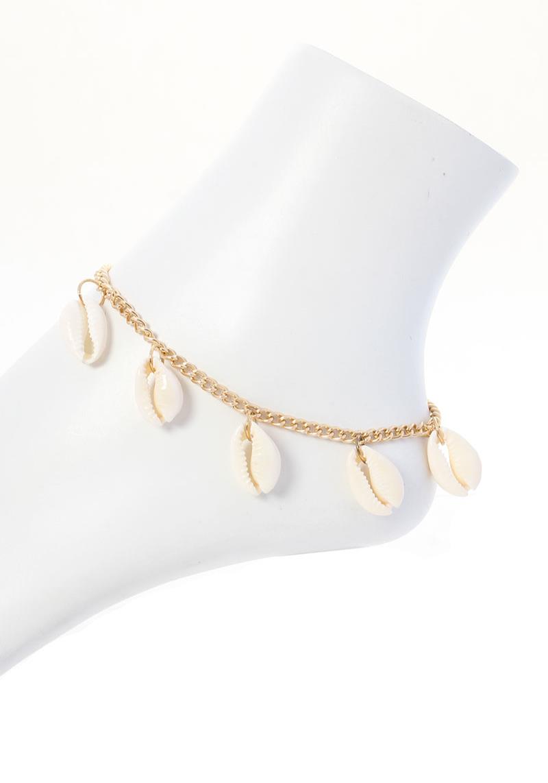 SEA LIFE DANGLE SHELL METAL CHAIN ANKLET