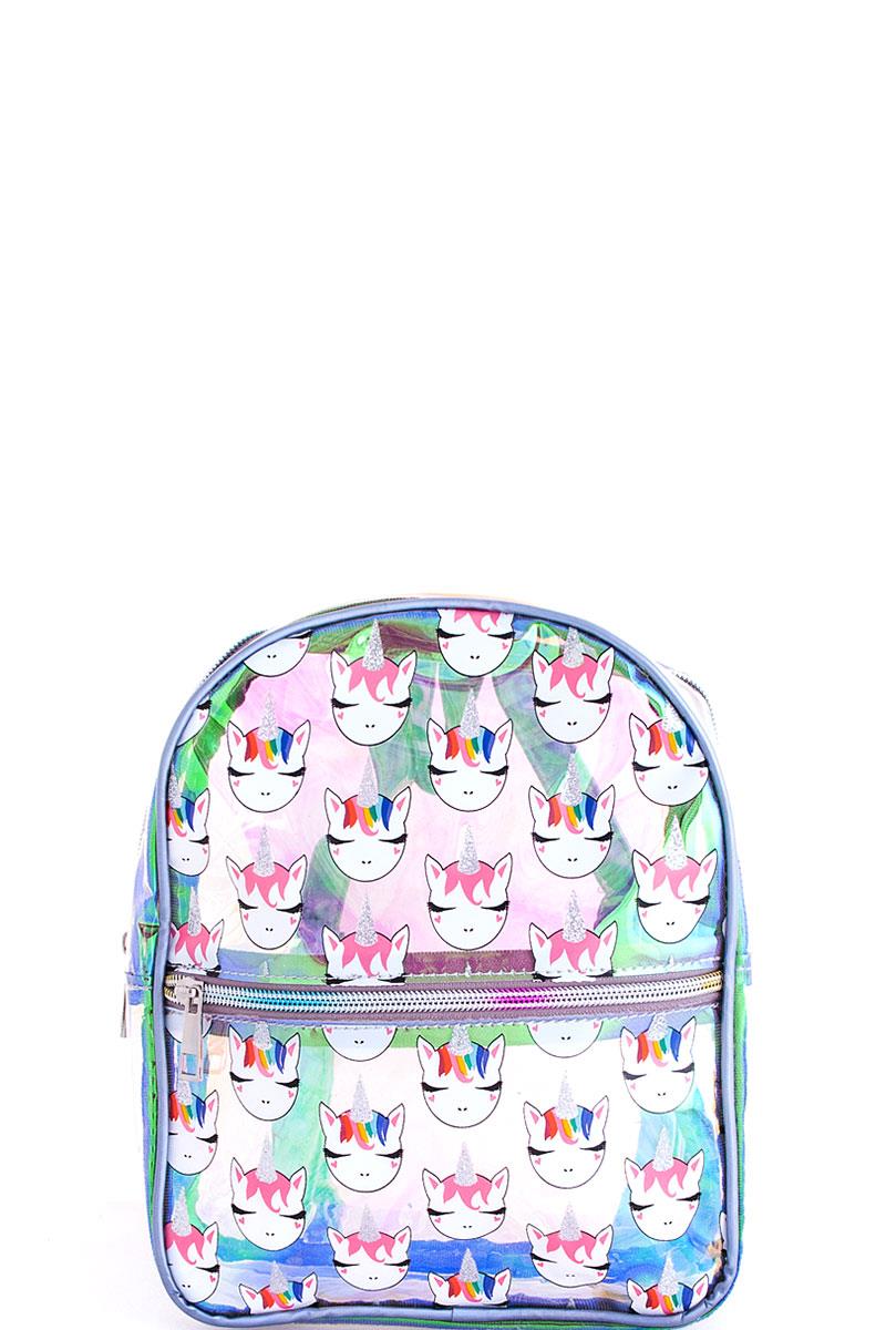 CUTE SEMI TRANSPARENT HOLO SPARKLY UNICORN BACKPACK