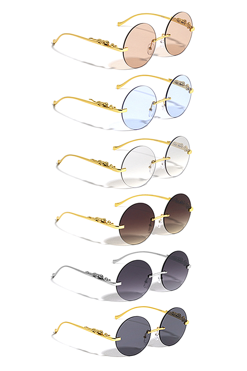 STYLISH METAL LEOPARD HINGE RIMLESS ROUND SUNGLASSES 1DZ