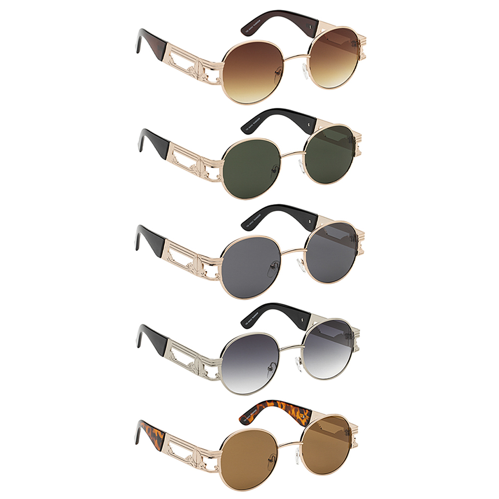 FASHION CIRCLE SIDE METAL DESIGN SUNGLASSES 1DZ