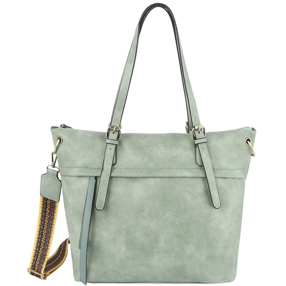 FASHION PLAIN TOTE BAG WITH DESIGN GUITAR STRAP