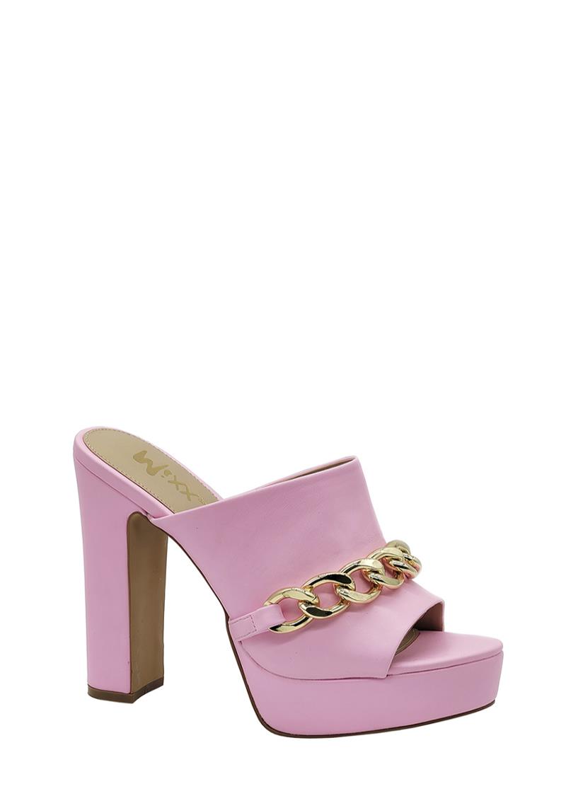 FASHION CHAIN LINK CHIC STRAP HIGH SQUARE HEEL