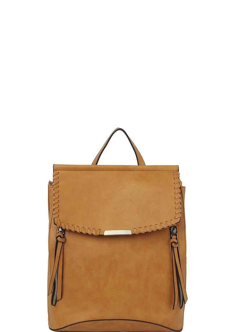 SMOOTH PLAIN BOX ZIPPER DESIGN BACKPACK
