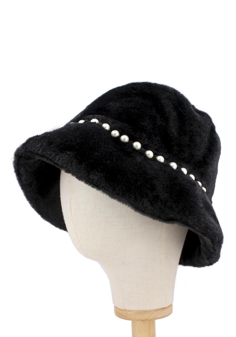 FAUX FUR PEARL LINE BUCKET HAT