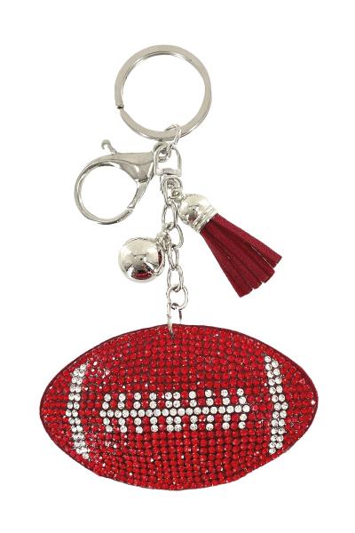 RHINESTONE FOOTBALL KEYCHAIN WITH TASSEL
