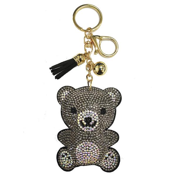 RHINESTONE BEAR KEYCHAIN WITH TASSEL