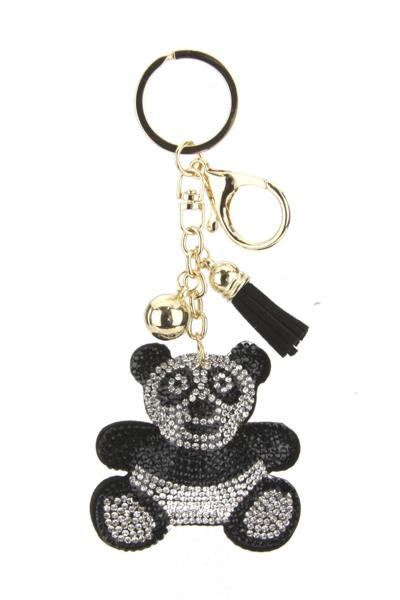 RHINESTONE PANDA KEYCHAIN WITH TASSEL
