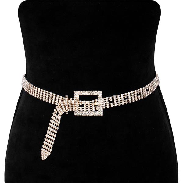 RHINESTONE SQUARE BUCKLE BELT