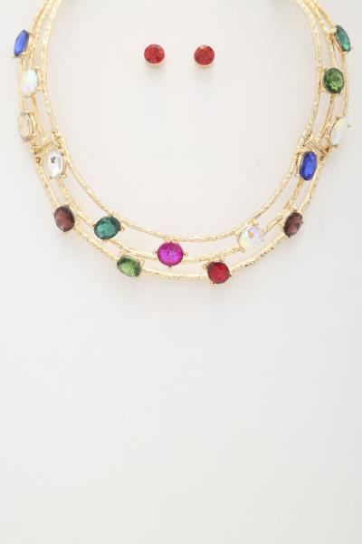RHINESTONE METAL NECKLACE
