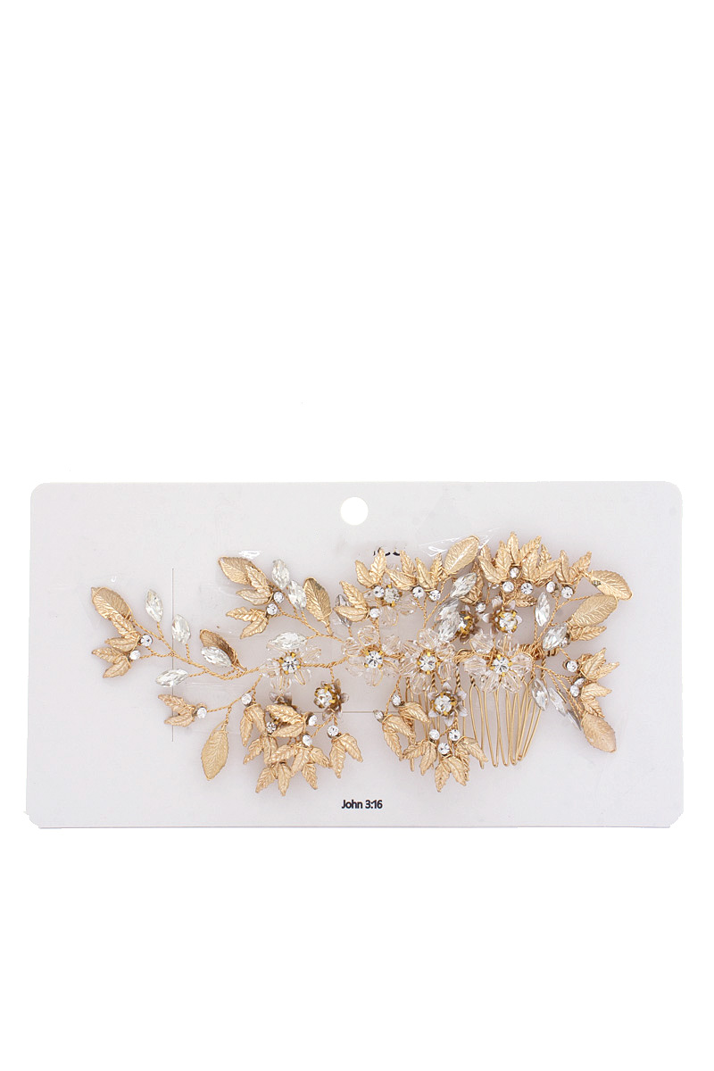 RHINESTONE LEAVE PATTERN HAIR COMB