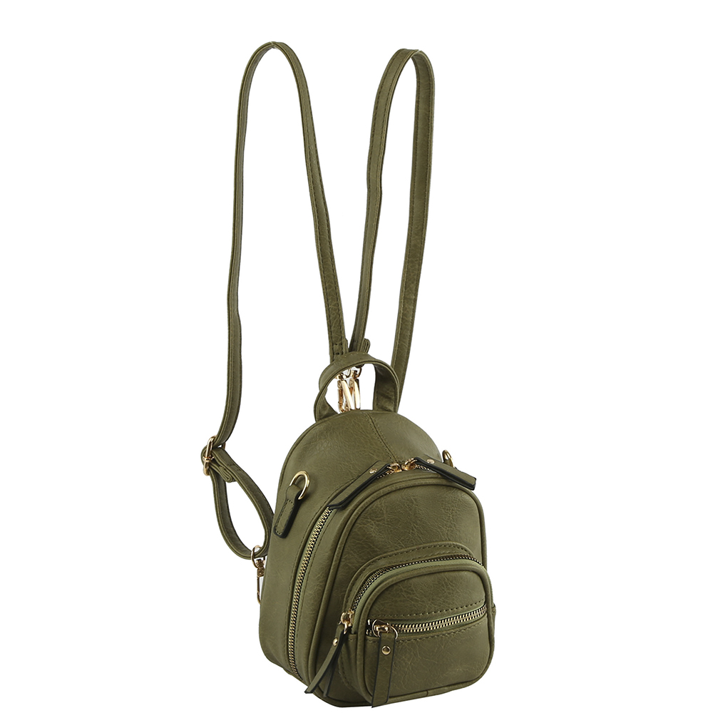 FASHION ROUND ZIPPER CONVERTIBLE BACKPACK