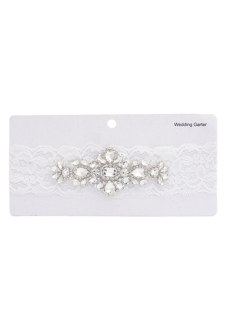 RHINESTONE OVAL LACE WEDDING GARTER