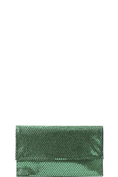 CHIC GLOSSY TEXTURED PRINCESS CLUTCH WITH CHAIN