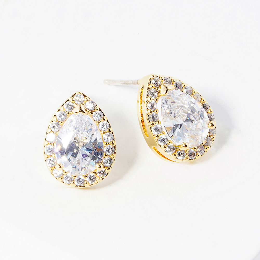 TEARDROP CRYSTAL STUD EARRING