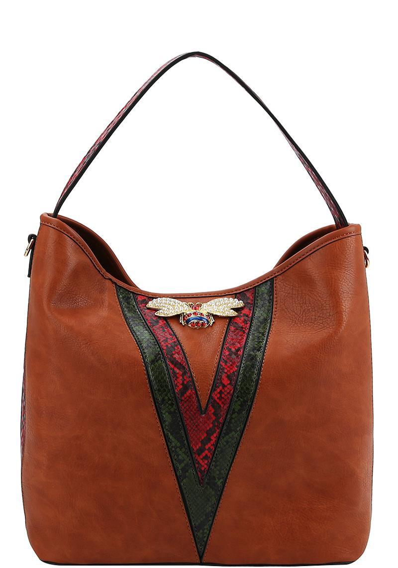 TRENDY RHINESTONE INSECT HOBO BAG WITH LONG STRAP